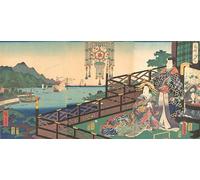 POSTERIIk Famoso stampa tela poster Ritratto Dipinti d'arte Mitsuuji en el distrito de placer de Maruyama de Nagasaki Nagasaki Dejima por Utagawa Kunisada per Decorazioni per la Casa 60x90cm