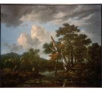 POSTERIIk Famoso stampa tela poster Ritratto Dipinti d'arte Paisaje forestal con estanque de Jacob Van Ruisdael per la Decorazione Della Parete 60x90cm