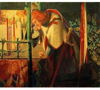POSTERIIk Famoso stampa tela poster Ritratto Dipinti d'arte Sir Galahad en la capilla en ruinas de Dante Gabriel Charles Rossetti per Decorazioni per la Casa 60x90cm