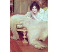 POSTERIIk Famoso stampa tela poster Ritratto Dipinti d'arte Un oyente, la alfombra del oso, de Lawrence Alma Tadema. per Decorazioni per la Casa 60x90cm