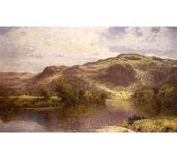 POSTERIIk Pittura Immagine Tela Dipinti d'arte graffiti un estanque tranquilo en el río Conway Churchpool debajo de Bettwys-y-coed por Benjamin Williams Leader per Decorazioni per la Casa 60x90cm