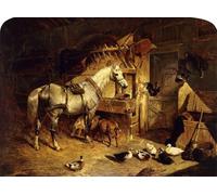 POSTERIIk Pittura Immagine Tela el interior de un establo con un caballo gris Dfruits en arnés con patos cabras por Frederick Herring Senior per L'arredamento del Soggiorno 60x90cm