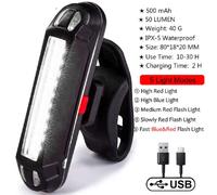 Posteriore Bicicletta USB-Ricaricabile LED Avvisamento di Sicurezza Lampa