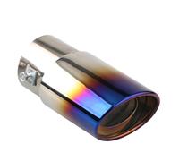 Posteriore Terminali 1 Pezzo 2,5" Ingresso Auto Auto Scarico Marmitta Punta Tubo In Acciaio Inox Cromato Finitura Posteriore Coda Gola La Maggior(Burnt Blue Straight)