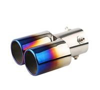 Posteriore Terminali Terminale Scarico Per Auto 63 Mm, Ingresso 2,5", In Acciaio Inox, Doppio Tubo, Rivestimento(Burnt blue straight)