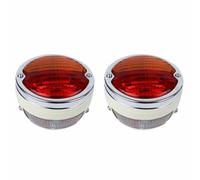 Posteriore Vintage Luce Set Bianco Corpo Cromo Anello Lenti Ambra Rosso per