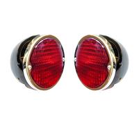 Posteriore Vintage Patente Luce Set Nero Corpo Cromo Anello Lente Rosso per Mf