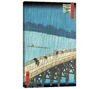 Posterlounge Acquazzone sul ponte Shin-Ohashi ad Atake Stampa su tela di Utagawa Hiroshige 40 x 60 cm Blu Quadri Decorazione per pareti
