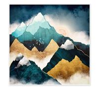 Posterlounge Alba sulla montagna Poster di SpaceFrog Designs 30 x 30 cm Blu Petrolio Quadri Decorazione per pareti
