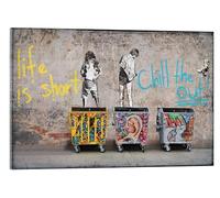 Posterlounge Banksy - Life is short, chill the duck out! Stampa su vetro acrilico di Pineapple Licensing 21 x 14 cm Colorato Quadri Decorazione per pareti
