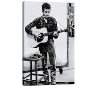 Posterlounge Bob Dylan con armonica e chitarra Stampa su tela
