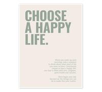 Posterlounge Choose a happy life Poster di Michael Tarassow 30 x 40 cm Beige Quadri Decorazione per pareti