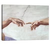 Posterlounge Creazione di Adamo (dettaglio) I Stampa su tela di Michelangelo 40 x 30 cm Beige Quadri Decorazione per pareti