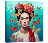 Posterlounge Frida Kahlo and Flying Butterflies Stampa su tela
