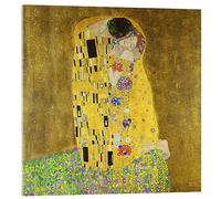 Posterlounge Il Bacio Stampa su vetro acrilico di Gustav Klimt 100 x 100 cm Giallo Quadri Decorazione per pareti