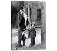 Posterlounge Il monello, Charles Chaplin e Jackie Coogan, 1921 Stampa su tela 30 x 40 cm Nero e Bianco Quadri Decorazione per pareti