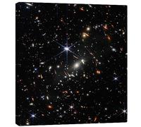 Posterlounge James Webb - First deep field image Stampa su tela di NASA 60 x 60 cm Nero Quadri Decorazione per pareti