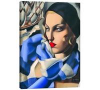 Posterlounge La sciarpa blu Stampa su tela di Tamara de Lempicka 50 x 70 cm Blu Quadri Decorazione per pareti