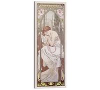 Posterlounge Le ore del giorno - Riposo notturno Stampa su tela di Alfons Mucha 20 x 50 cm Quadri Decorazione per pareti