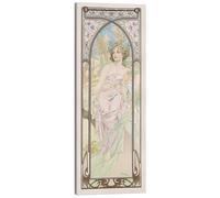 Posterlounge Le ore del giorno - Risveglio del mattino, 1899 Stampa su tela di Alfons Mucha 20 x 50 cm Quadri Decorazione per pareti