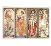 Posterlounge Le quattro stagioni Stampa su vetro acrilico di Alfons Mucha 120 x 80 cm Colorato Quadri Decorazione per pareti