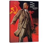 Posterlounge Lenin, Manifesto comunista, 1967 Stampa su tela di Viktor Ivanov 30 x 40 cm Rosso Quadri Decorazione per pareti