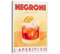 Posterlounge Negroni Milano, l'Aperitivo Italiano Stampa su tela di Marco Marella 30 x 40 cm Giallo Quadri Decorazione per pareti