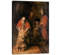 Posterlounge Parabola del figlio prodigo Stampa su tela di Rembrandt van Rijn 30 x 40 cm Marrone Quadri Decorazione per pareti