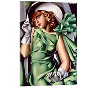 Posterlounge Ragazza con guanti Stampa su vetro acrilico di Tamara de Lempicka 50 x 70 cm Verde Quadri Decorazione per pareti