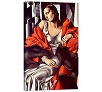 Posterlounge Ritratto della signora Boucard Stampa su tela di Tamara de Lempicka 70 x 100 cm Rosso Quadri Decorazione per pareti