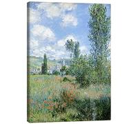 Posterlounge Sentiero tra i papaveri Stampa su tela di Claude Monet 50 x 70 cm Verde Quadri Decorazione per pareti