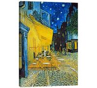 Posterlounge Terrazza del caffè la sera, Place du Forum, Arles Stampa su tela di Vincent van Gogh 50 x 70 cm Blu Quadri Decorazione per pareti