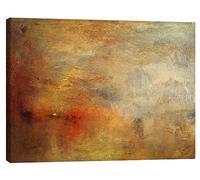 Posterlounge Tramonto su un lago Stampa su tela di Joseph Mallord William Turner 130 x 100 cm Marrone Quadri Decorazione per pareti