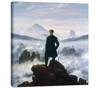 Posterlounge Viandante sul mare di nebbia Stampa su tela di Caspar David Friedrich 40 x 40 cm Blu Quadri Decorazione per pareti