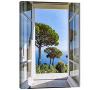 Posterlounge View of the garden, Capri, Italy Stampa su tela di Jan Christopher Becke 30 x 40 cm Blu Quadri Decorazione per pareti