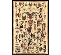 PosterOffice Poster "Sailor Jerry Tattoo Flash (stile C), 60,96 x 91,44 cm, stampa certificata con numerazione sequenziale olografica per l'autenticità