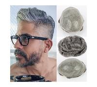 Posticci da uomo, Parrucchino for uomo Parrucca di capelli umani indiani Pelle morbida e sottile Base in PU con loop a V Protesi for capelli maschili Unità di sistema di pezzi di capelli ondulati # 1B