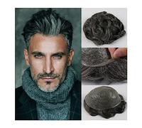 Posticci da uomo, Parrucchino for uomo Pezzi di capelli umani europei 0,08 mm Unità protesiche con base in PU con pelle morbida e sottile 6 "Sistema di sostituzione dei capelli for parrucca maschile,