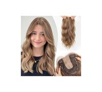 Posticci ondulati 50 cm, sintetici lunghi e ricci con base larga 15 x , estensioni a clip in pizzo centrale per donne con capelli chiari aggiunge il volume dei capelli(luce bionda)