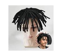 Posticci Parrucca con dreadlock in capelli umani, afro, toupee for uomini neri, centro mono fine PU intorno alla protesi capillare da uomo, sistema di Remy 8" nero naturale(8x11)