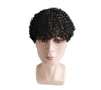 Posticci Parrucchino da uomo con sistema di capelli umani afro ricci traspirante(Jet Black)