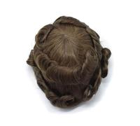 Posticci Parrucchino for capelli umani Protesi for uomo Base in pelle sottile 4# Marrone(6x9)