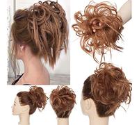Posticci per Capelli Chignon Capelli Disordinati, Coda Capelli Veri Mossi Ricci Elastico con Capelli Chignon Facile per Capelli Extension Chignon da Donna Auburn chiaro