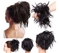 Posticci per Capelli Chignon Disordinati, Coda Veri Mossi Ricci Elastico con Extension Facile da Donna - Marrone Scuro