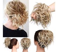 Posticci per Capelli Disordinati, Coda Capelli Veri Mossi Ricci Elastico con Capelli Chignon Facile per Capelli Extension Chignon da Donna Strawberry Blonde mix Biondo platino