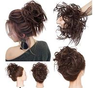 Posticci per Capelli Disordinati, Coda Capelli Veri Mossi Ricci Elastico Facile per Capelli Extension Chignon da Donna Marrone medio