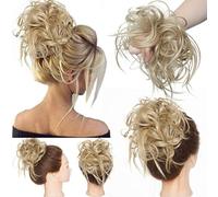 Posticci per Capelli Disordinati, Coda Capelli Veri Mossi Ricci Elastico Facile per Capelli Extension Chignon da Donna Biondo cenere