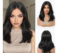 posticci per donna Otto personaggi, capelli corti e ricci, parrucca, copricapo da donna, acconciatura alla moda Coda di cavallo per le donne(Nero)