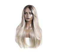 posticci per donna Parrucca anteriore in pizzo sintetico Ombre diritta da 26 "parrucche bionde bianche for cosplay for donne Coda di cavallo per le donne