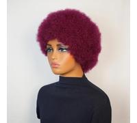 posticci per donna Parrucca corta da donna, capelli ricci retrò naturali e soffici, stile pendolarismo quotidiano Coda di cavallo per le donne(Red)